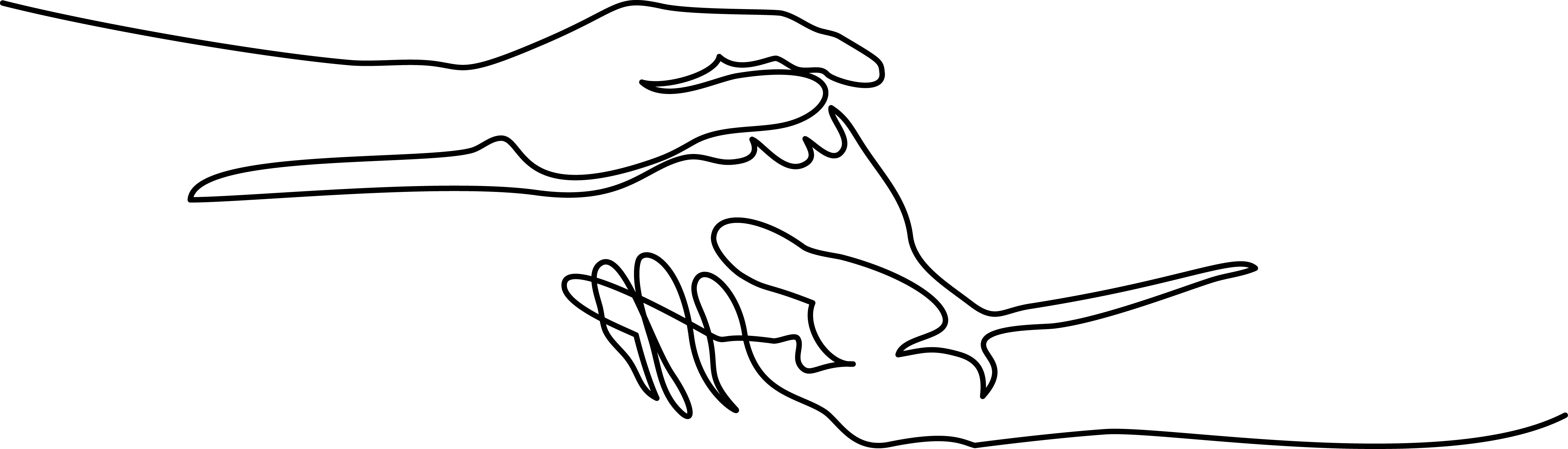 line drawing of two hands touching